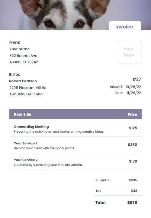Dog Sitting Invoice Templates Kosmo