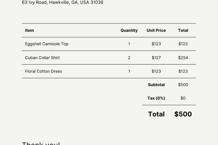 Download Printable Invoice Template Free Download And Print For You