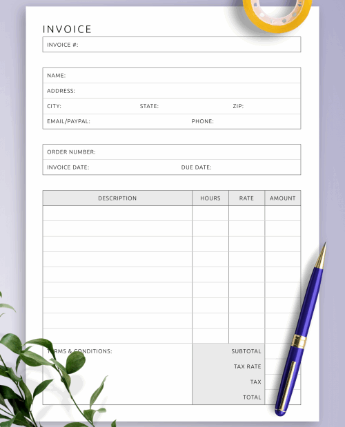 Download Printable Invoice Template PDF Worksheets Library