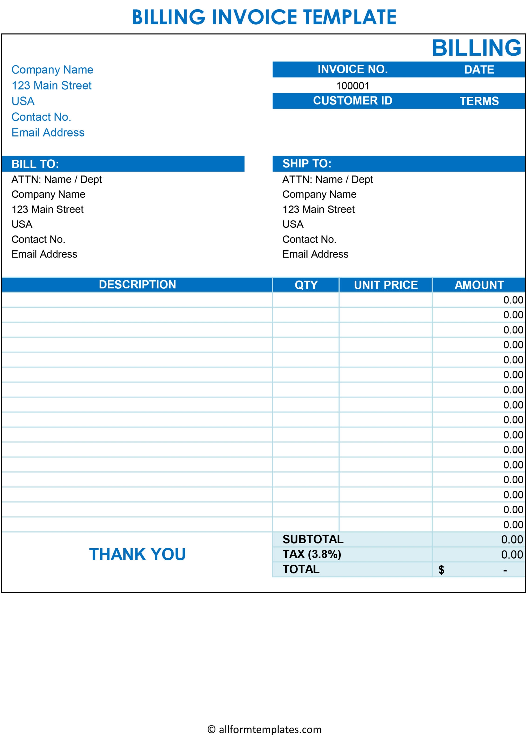 Downloadable Free Printable Invoice Template Printable Templates