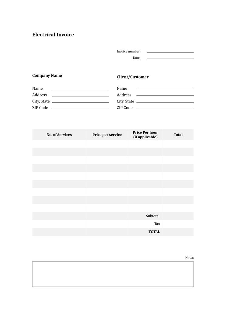 Electrical Invoice Template