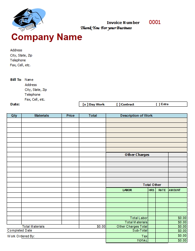 Engine Repair Invoice Template Cards Design Templates