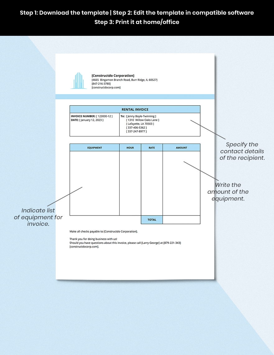 Equipment Rental Invoice Template Download In Word Google Docs 