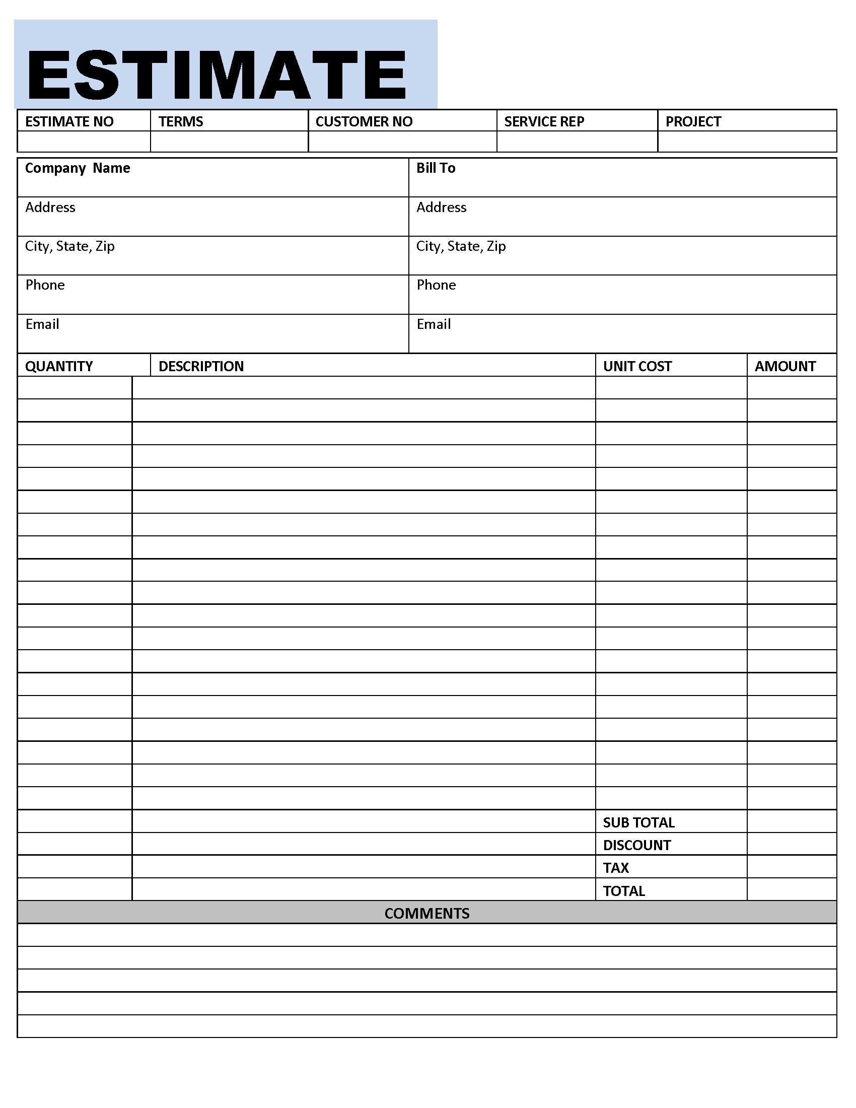 Estimate Invoice Carbonless Template Printable Form Business Easy 