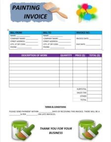 Example Of Printable Painting Invoice Template Templateral