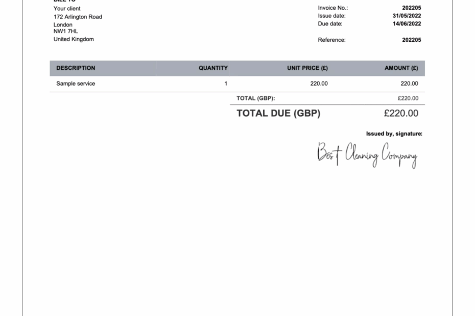 Excel Invoice Templates For UK Free Download Billdu