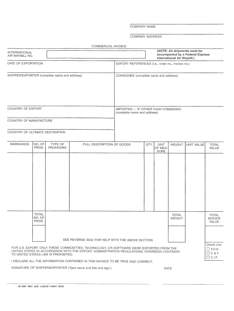 Fedex Commercial Invoice Fillable Form Printable Forms Free Online