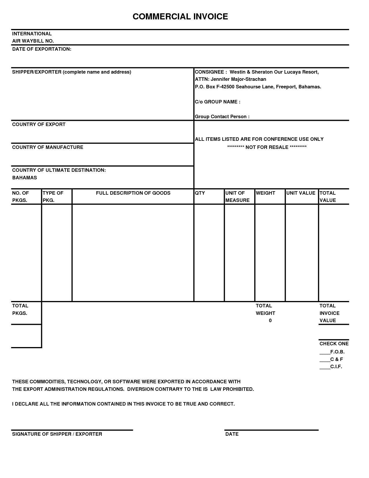 Fedex International Commercial Invoice Form Invoice Template Ideas