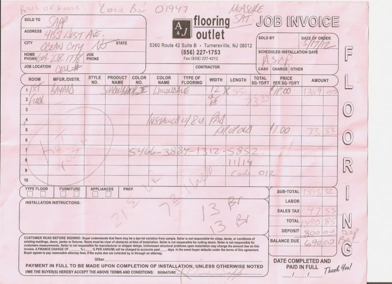 Flooring Installation Invoice Template Unique Printable Carpet With 