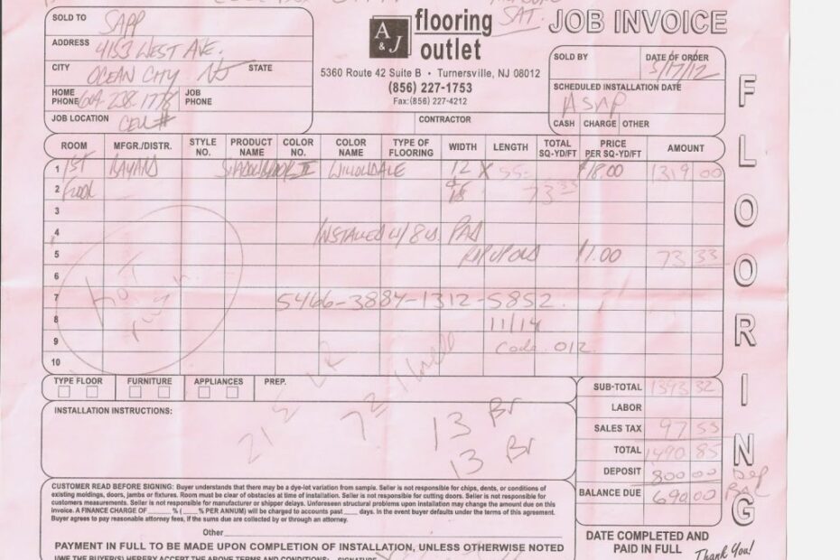 Flooring Installation Invoice Template Unique Printable Carpet With