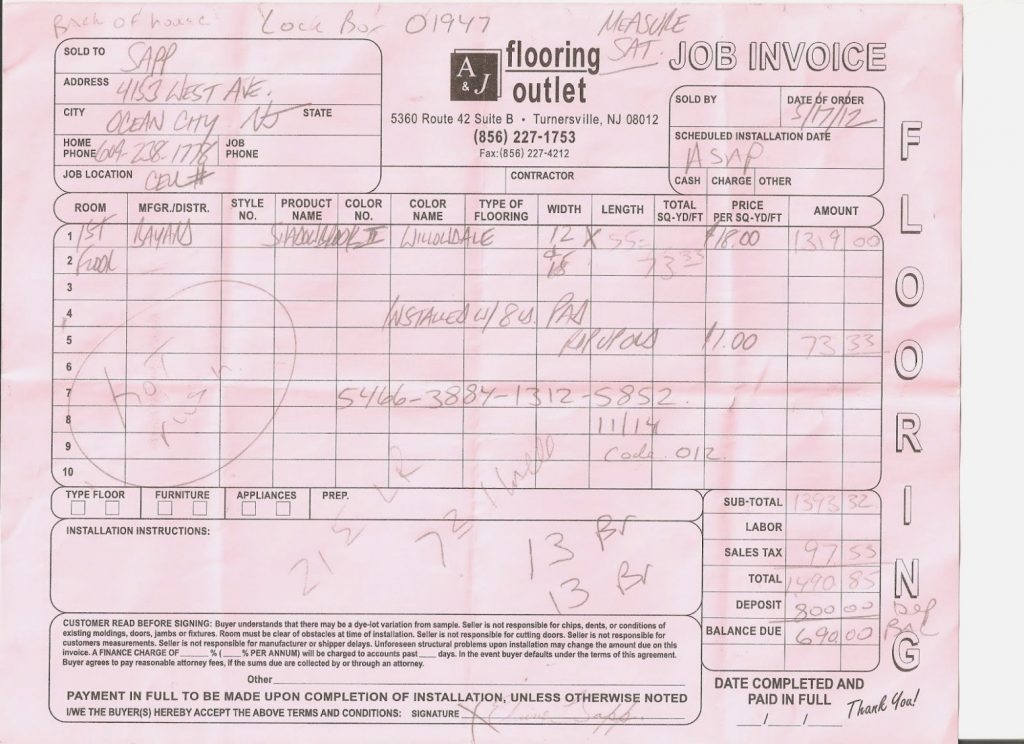 Flooring Installation Invoice Template Unique Printable Carpet With 
