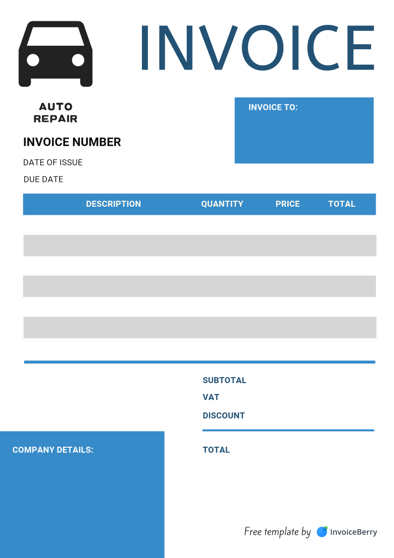 Free Auto Repair Invoice Template Sample 11 Download InvoiceBerry