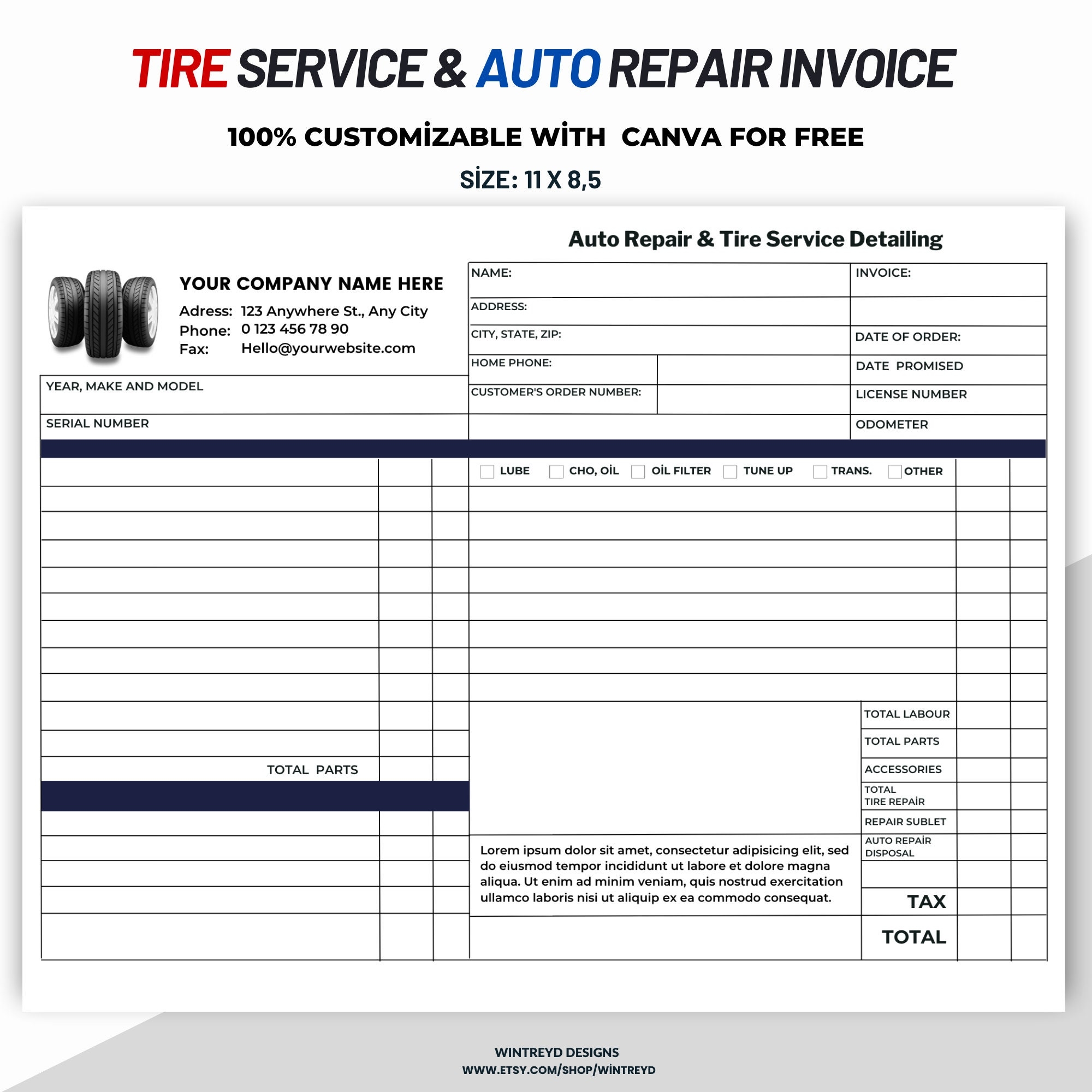 Free Automotive Invoice Template Tolftriple