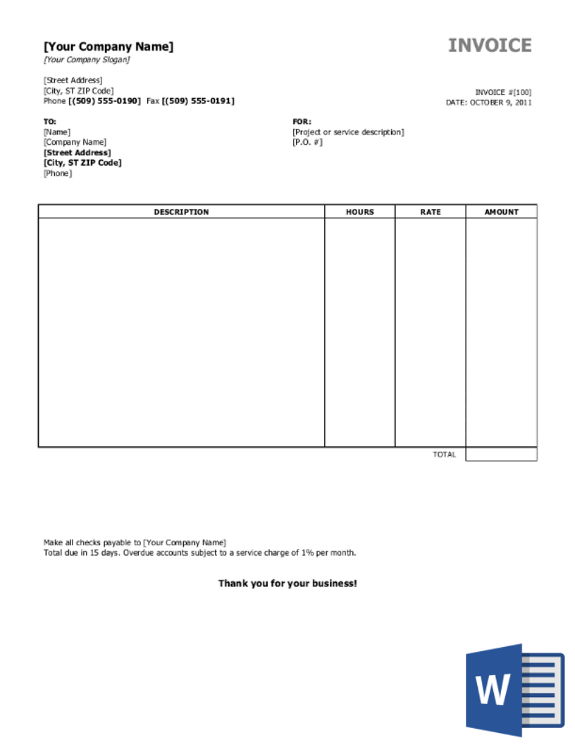 Free Bill Invoice Template Printable PARAHYENA