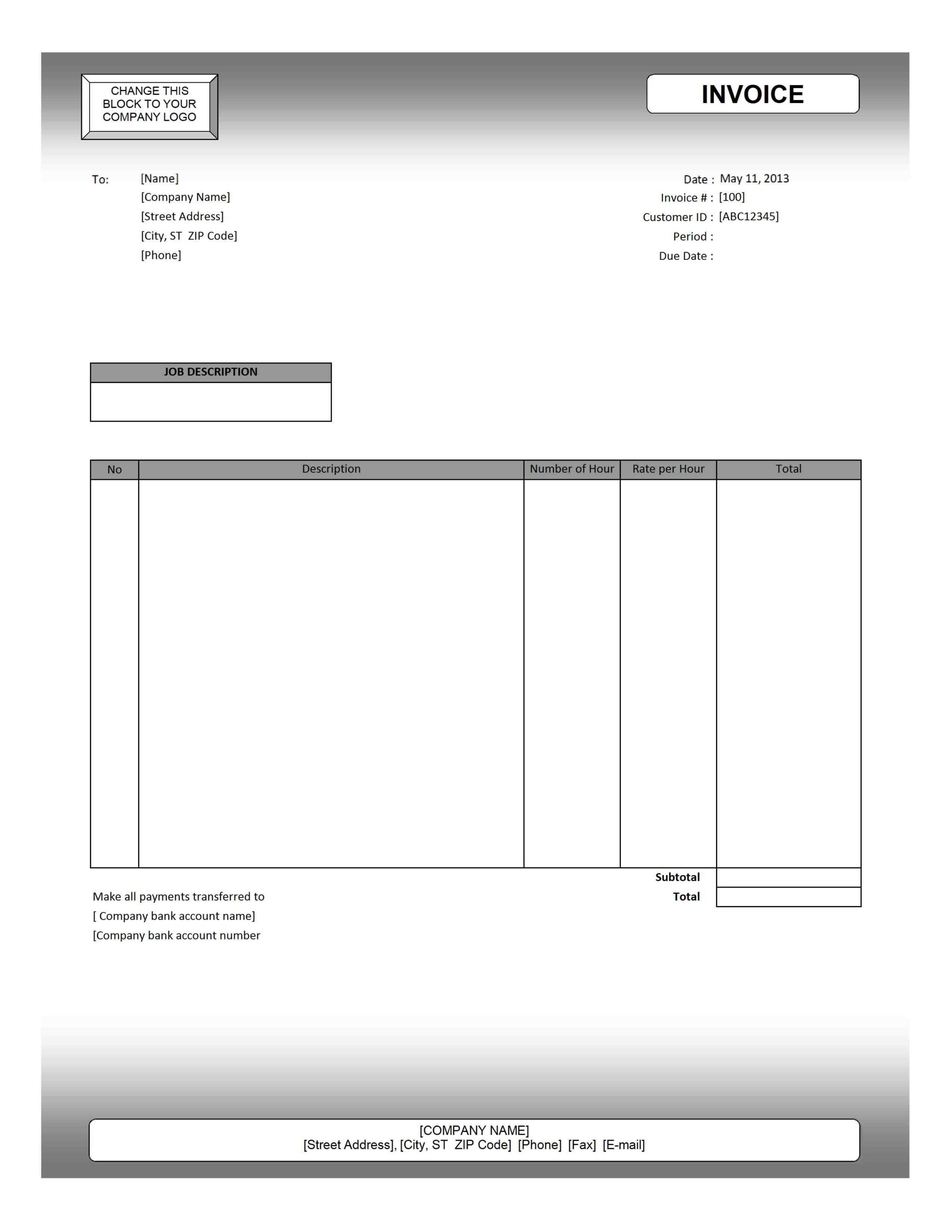 Free Blank Invoice Template Download Scimaz