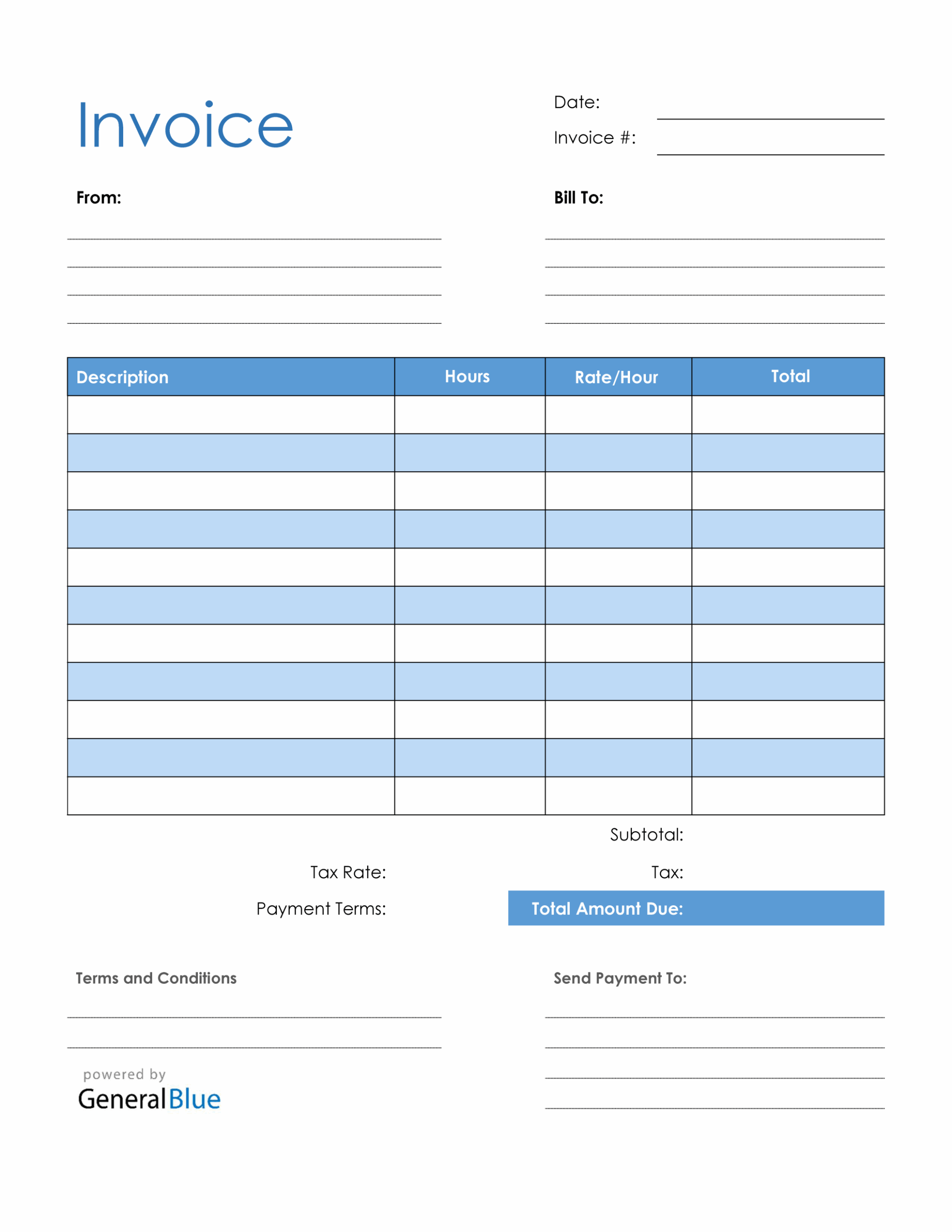 Free Blank Invoice Template In PDF Blue