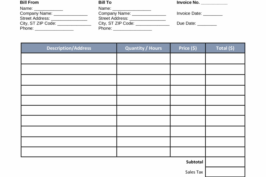 Free Blank Invoice Templates 30 PDF EForms