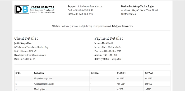 Free Bootstrap Invoice Template Free Templates Printable