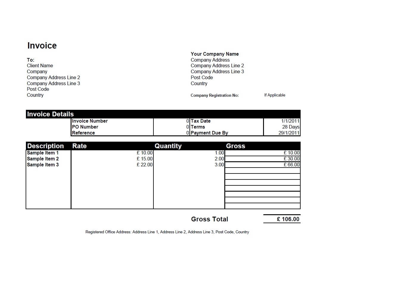 Free Editable Invoice Template Invoice Template Ideas