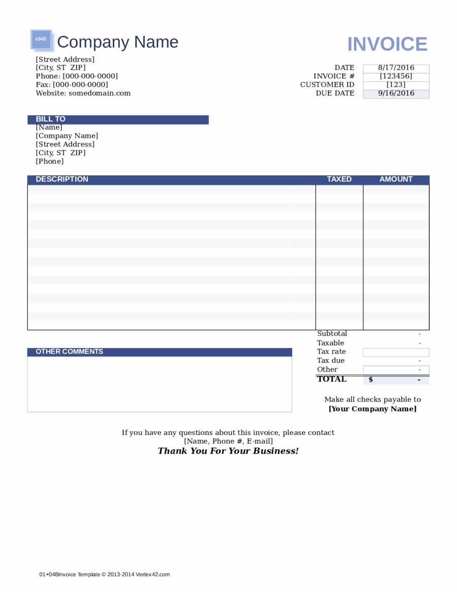 Free Editable Invoice Templates Printable