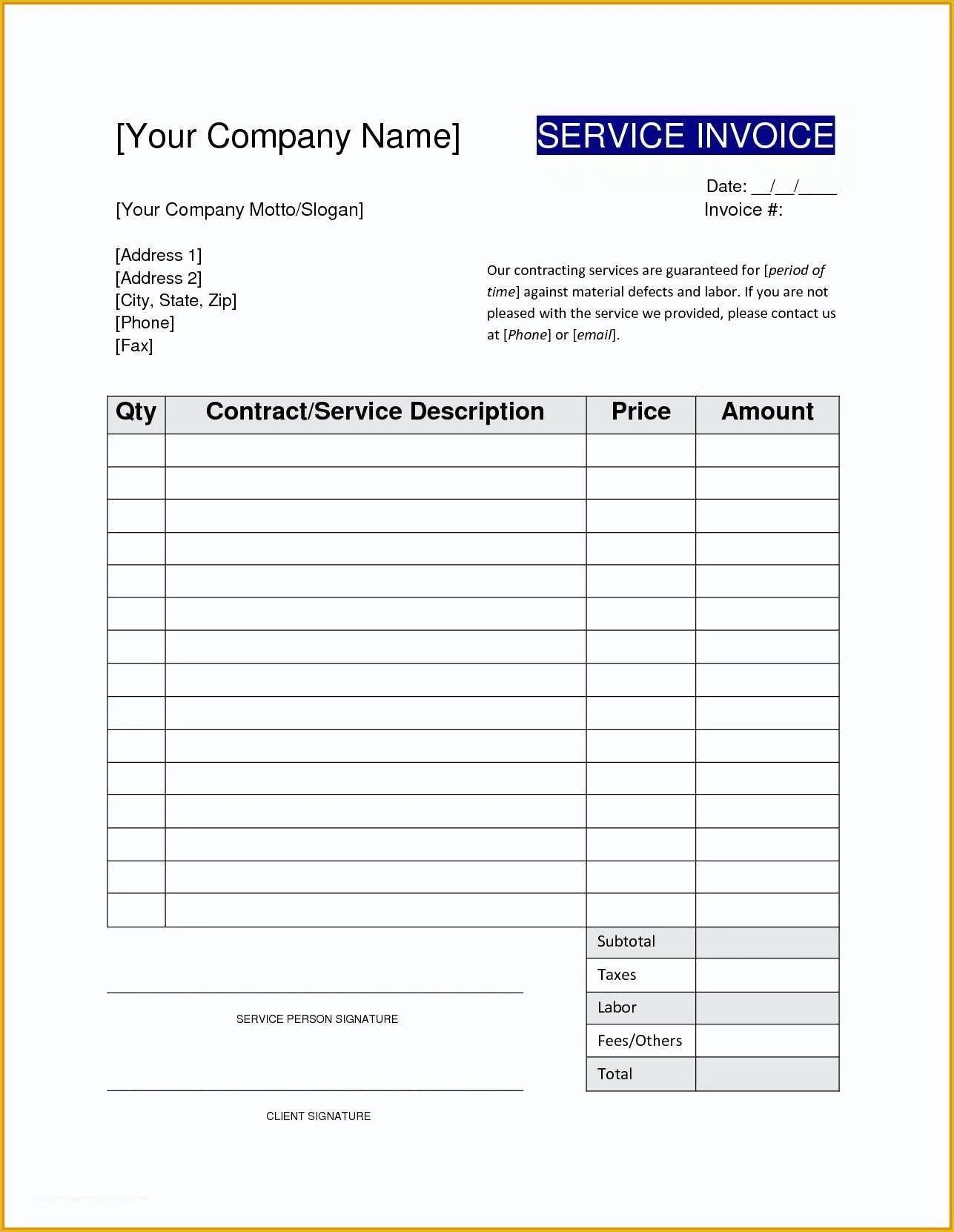 Free Electrical Invoice Template Printable And Enjoyable Learning
