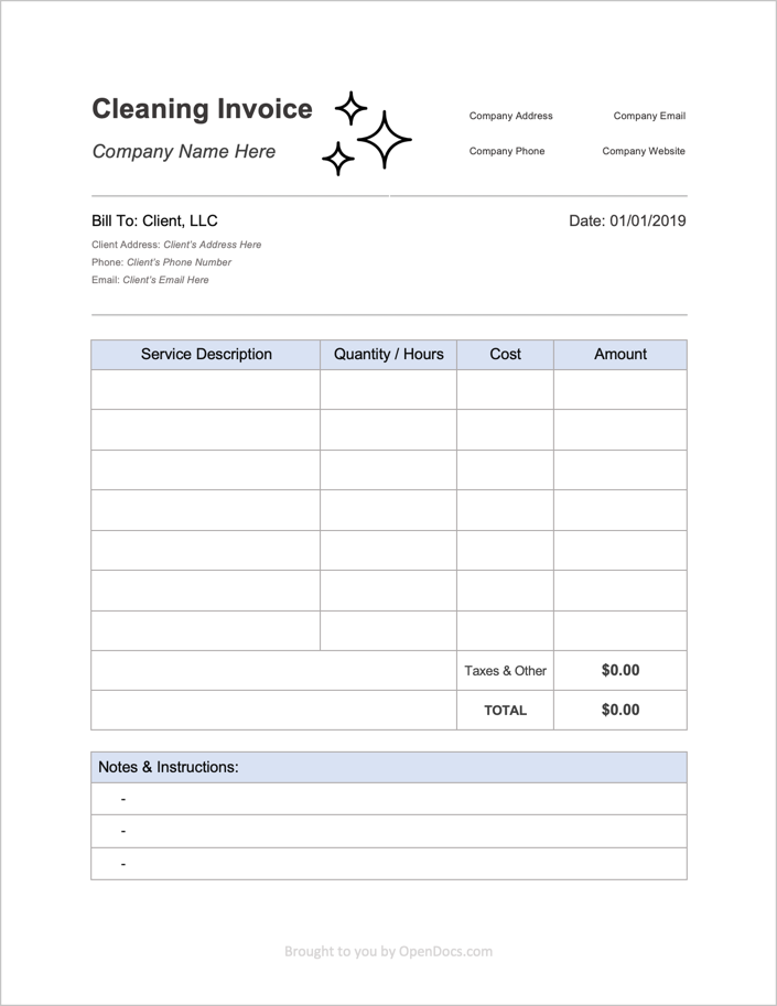 Free House Cleaning Maid Invoice Template PDF WORD EXCEL 