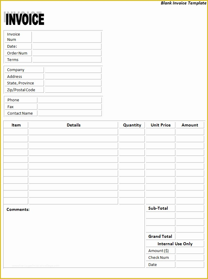 Free Invoice Form Template Of Free Printable Blank Invoice Templates 