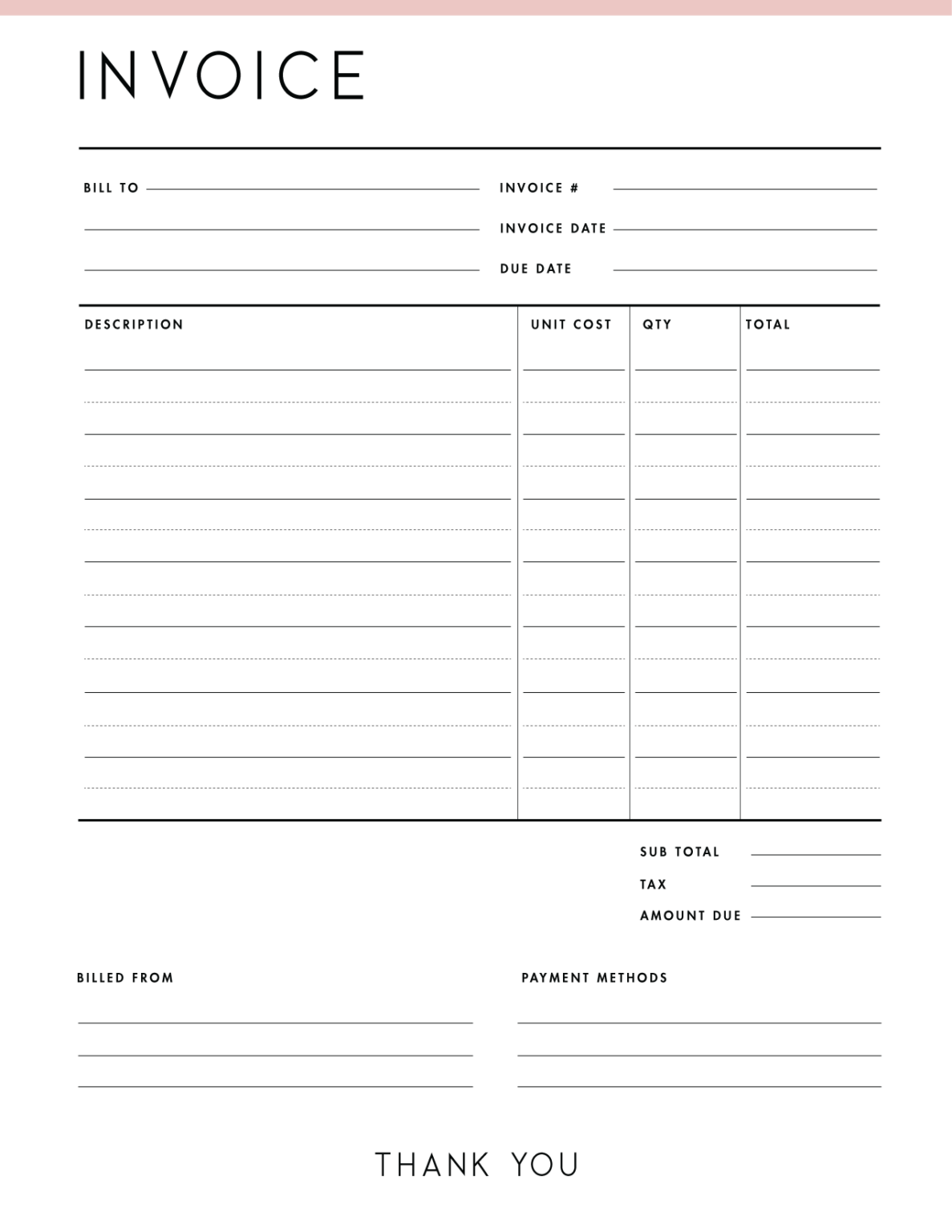 Free Invoice Templates PDF World Of Printables
