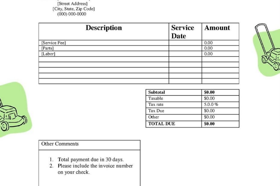 Free lawn care invoice template Db excel