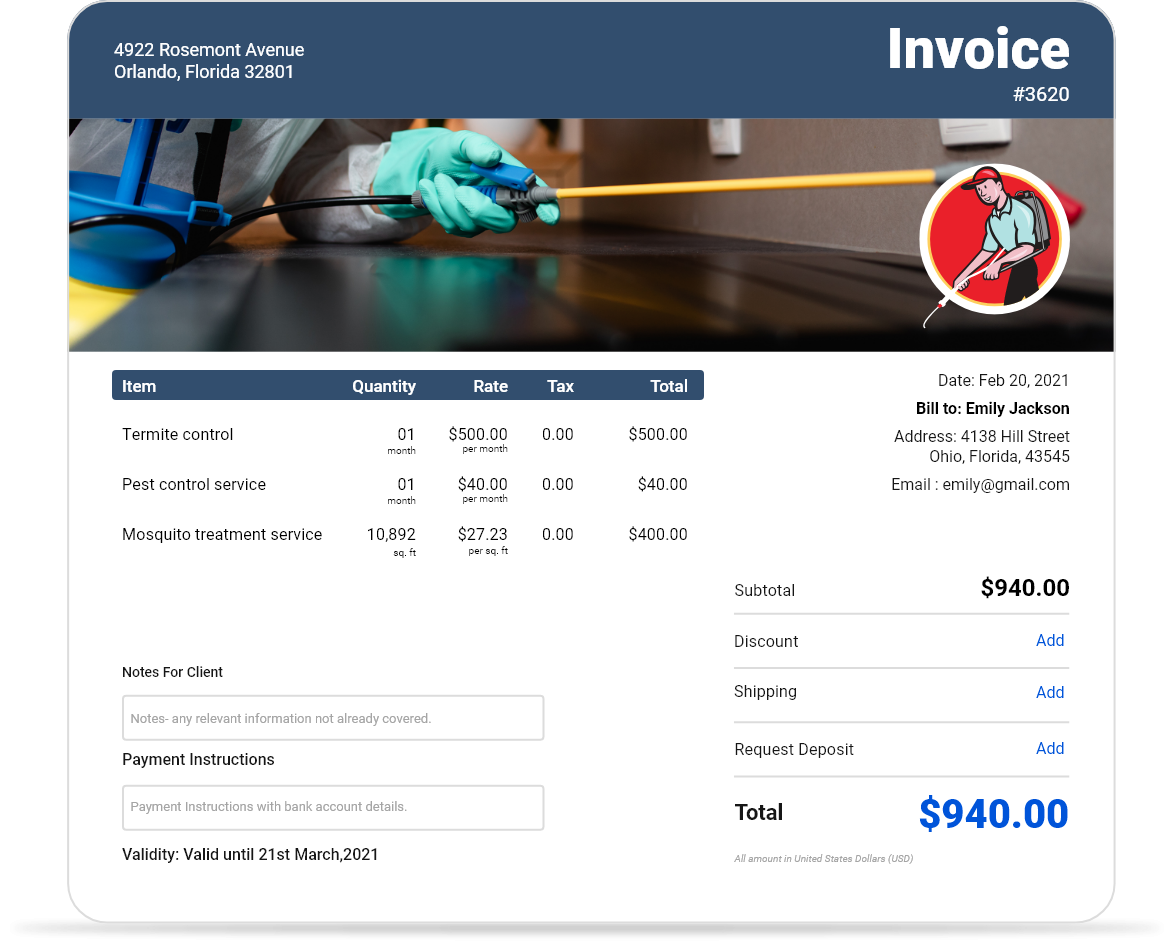 Free Pest Control Invoice Template Download Start Now
