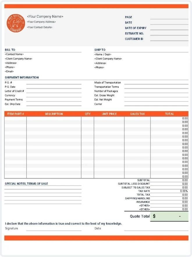 Free Pet Sitting Invoice Templates