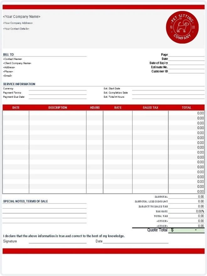 Free Pet Sitting Invoice Templates