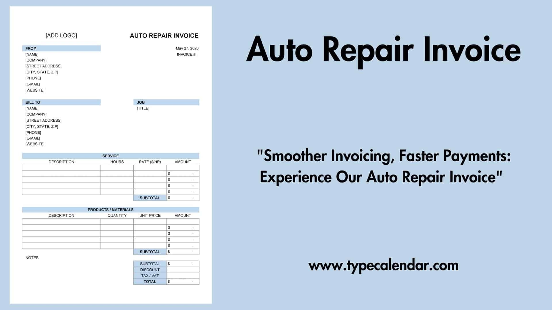 Free Printable Auto Repair Invoice Template Free Printable Lights Crystal