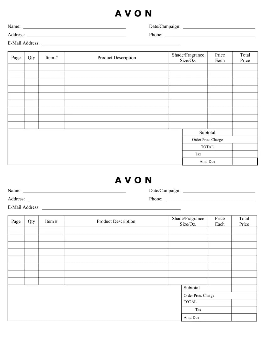Free Printable Avon Printable JD