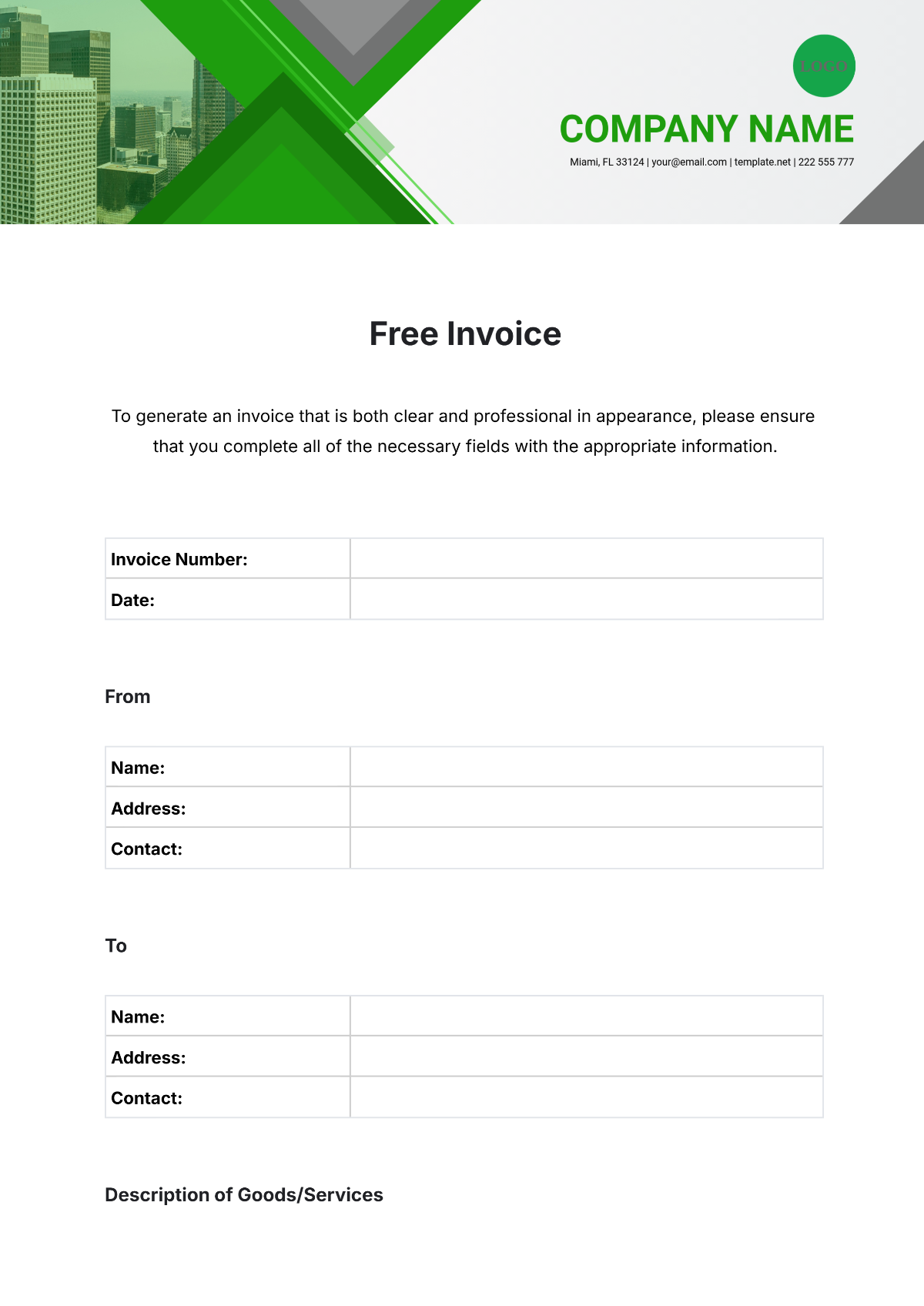 Free Printable Basic Invoice Template Edit Online Download 