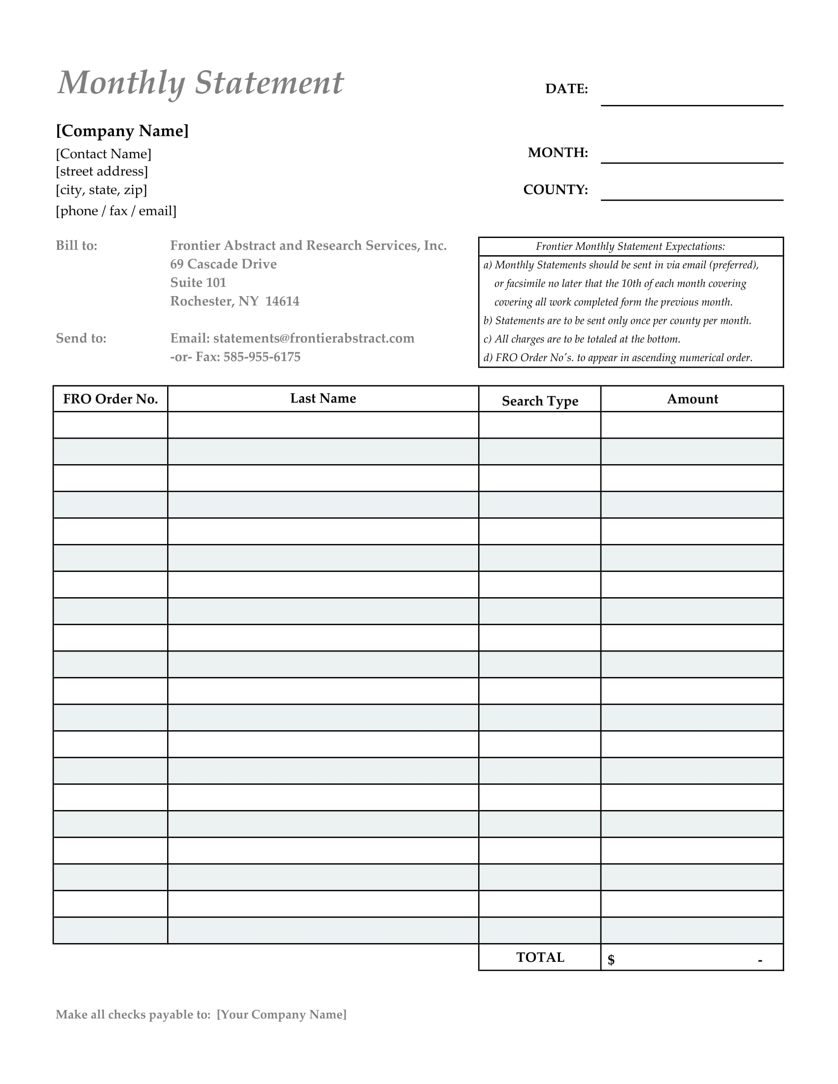 Free Printable Billing Statement Form Printable Forms Free Online