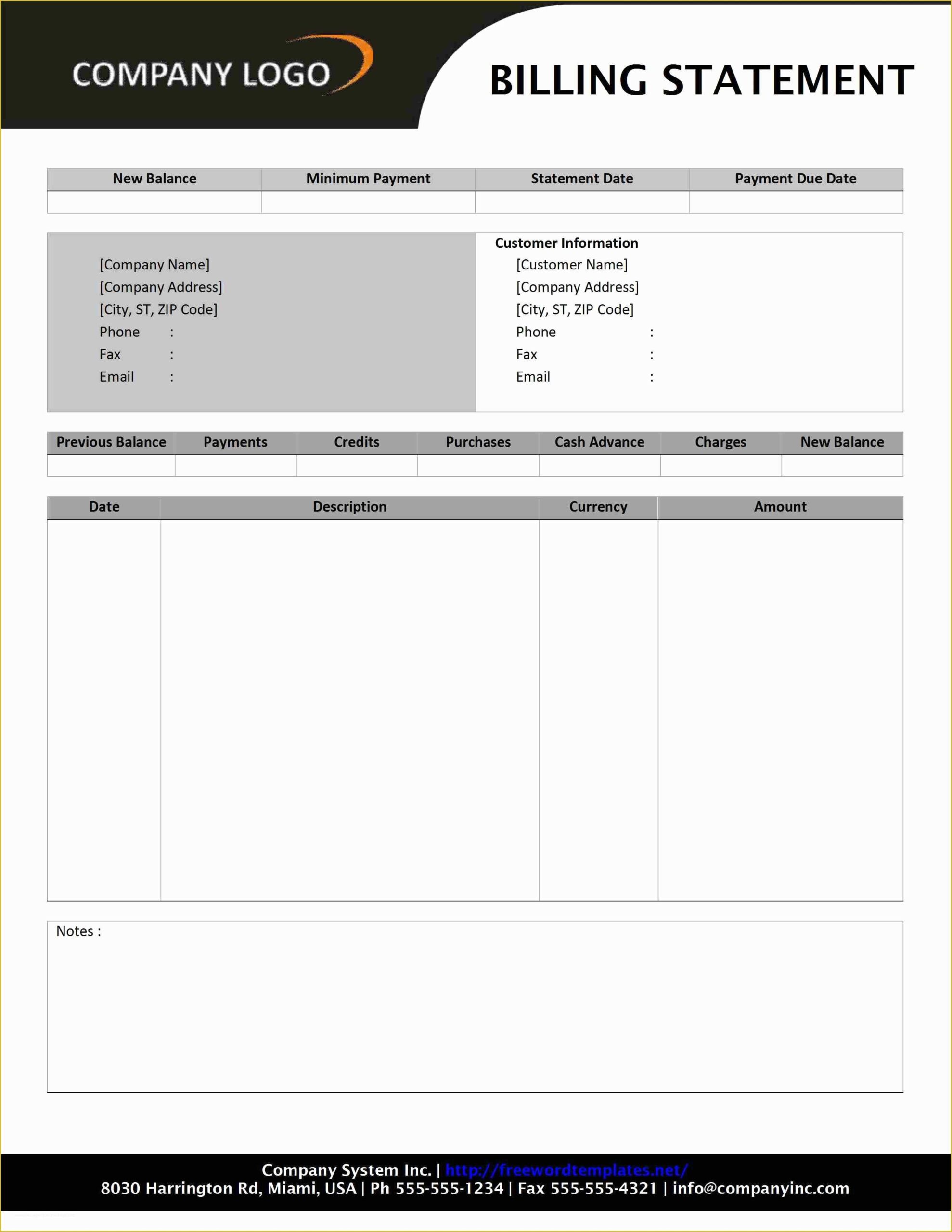 Free Printable Billing Statement Template Of Invoice Word Templates 