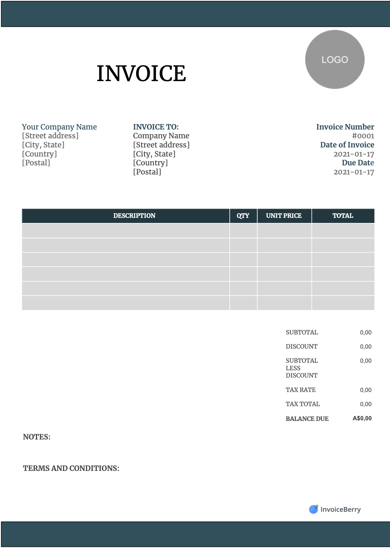 Free Printable Blank Invoice Sheet