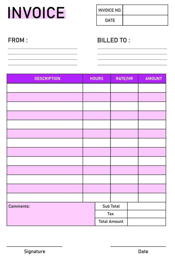 Free Printable Blank Invoice Template PDF Invoice Template Invoice 