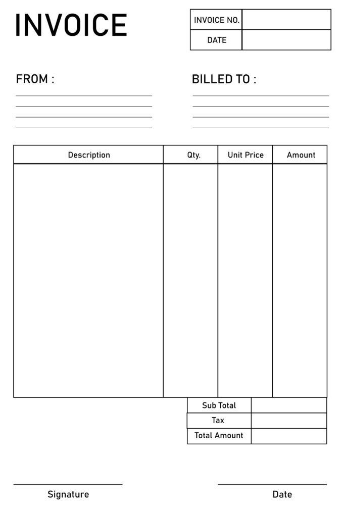 Free Printable Blank Invoice Template PDF Streamlined Invoicing Solution