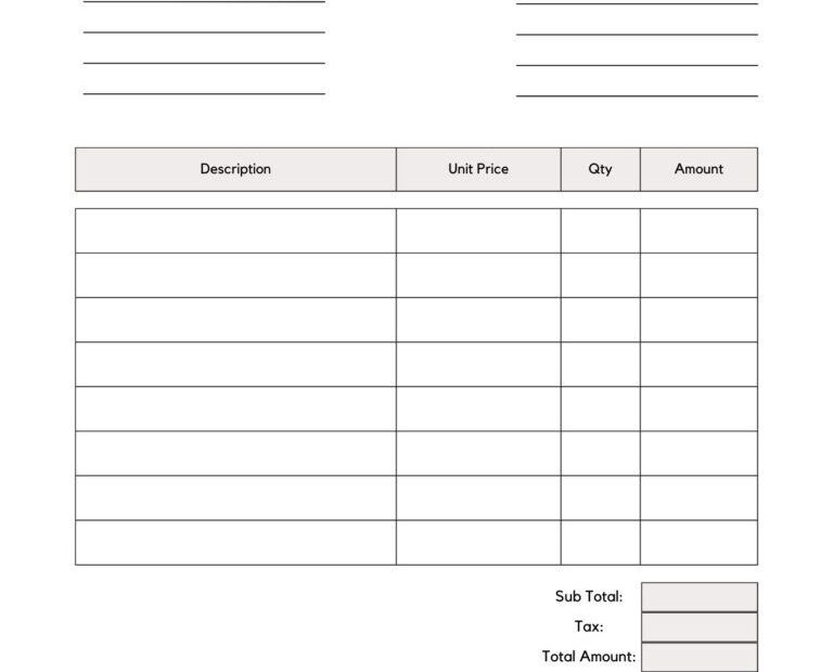 Free Printable Blank Invoice Templates