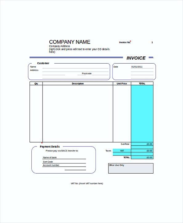 Free Printable Blank Self Employed Printable Invoice Template 
