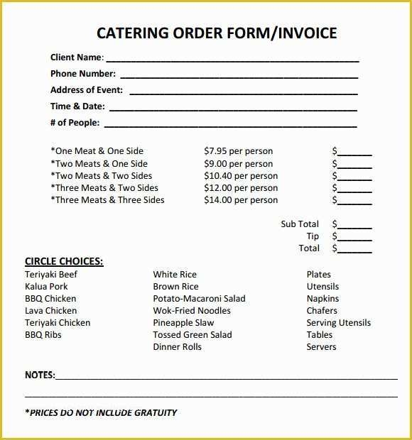 Free Printable Catering Invoice Template Of Catering Invoice Template