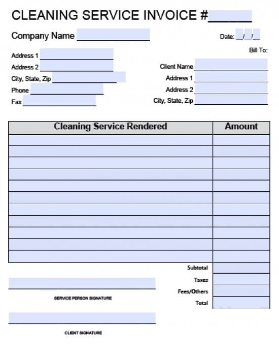 Free Printable Cleaning Invoice Template Printable Templates