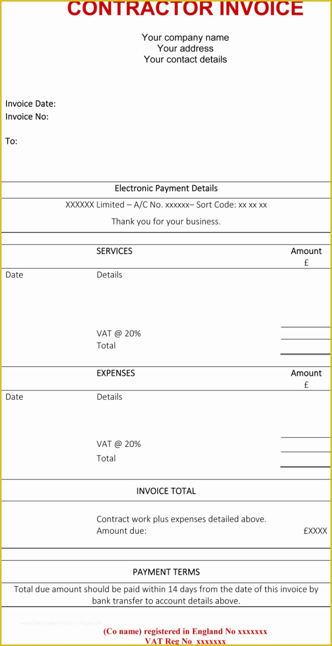 Free Printable Construction Invoice Template Of Contractor Invoice 