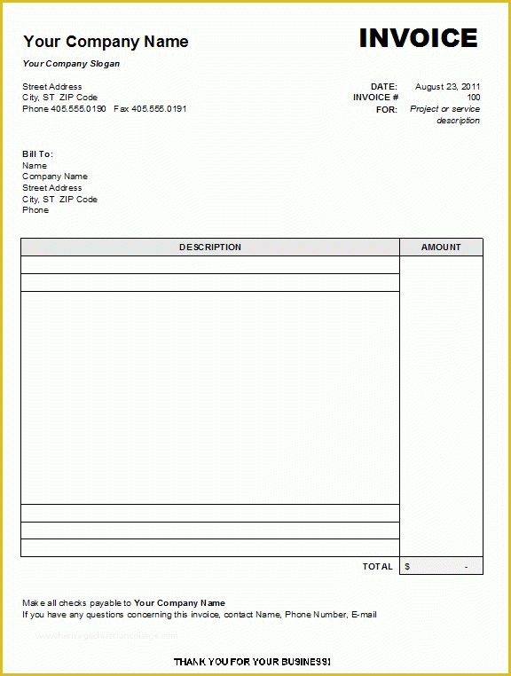 Free Printable Construction Invoice Template Of Free Blank Invoice Form 