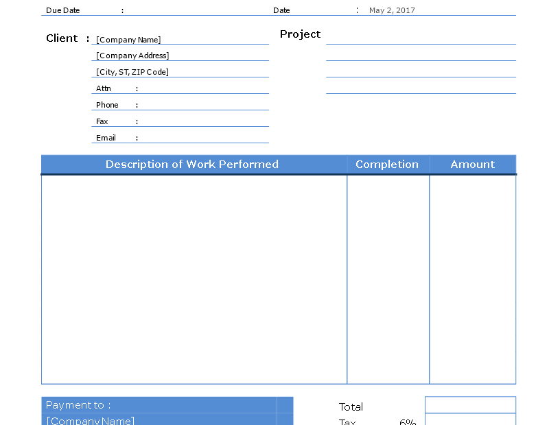 Free Printable Contractor Invoice Form Printable Forms Free Online