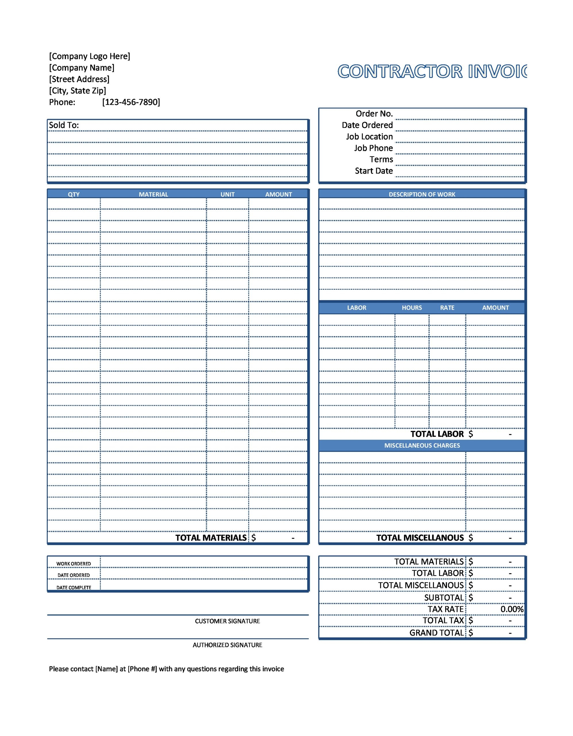 Free Printable Contractor Invoice Use This Free Contractor Invoice 