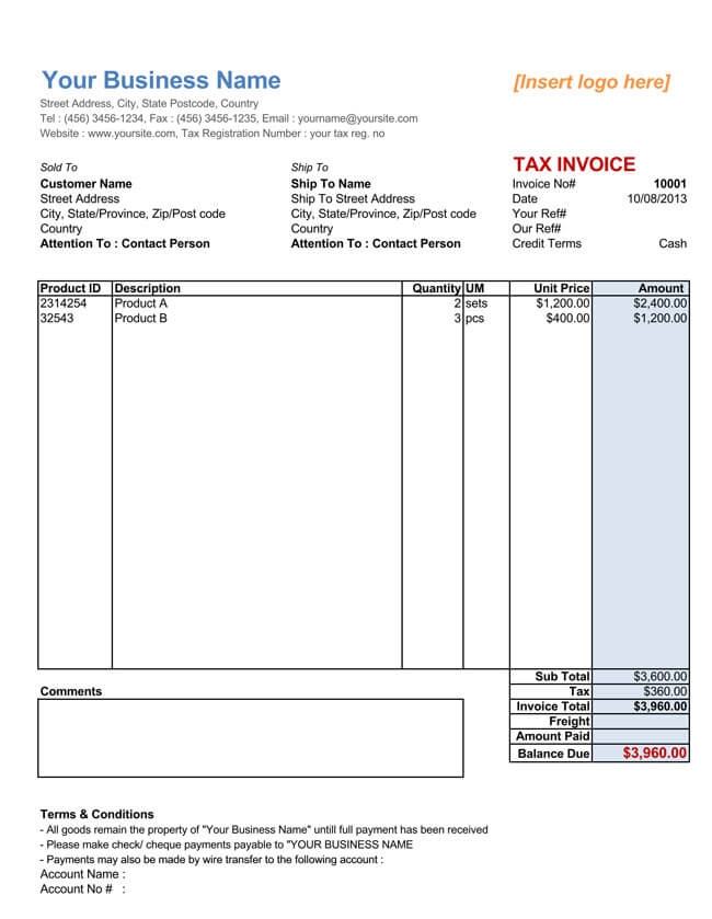Free Printable Editable Invoice Templates Free Template Design