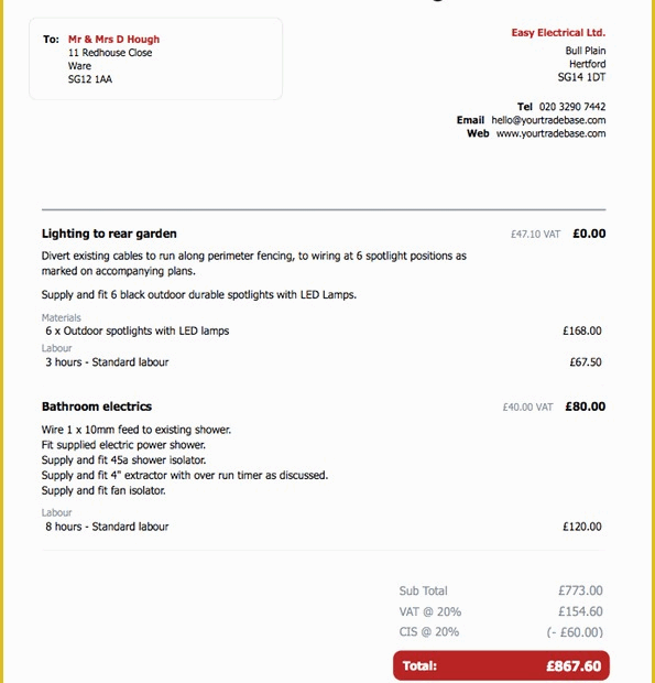 Free Printable Electrical Invoices Buggolf